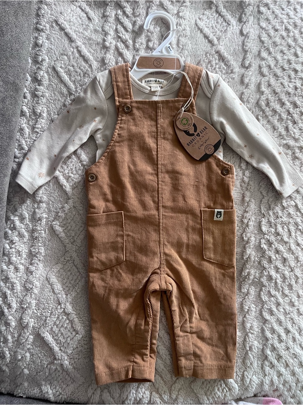 Tan Corduroy Overalls Set